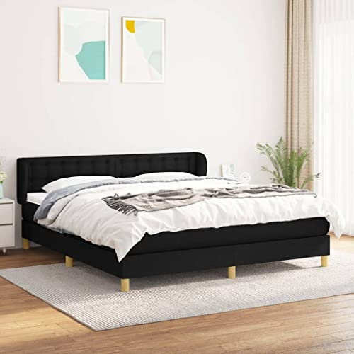 qohoio Boxspringbett mit Matratze Schwarz 160x200 cm Bett Boxspringbett Schlafzimmer MöBel Betten Bett Mit Matratze Stoff - 3127135