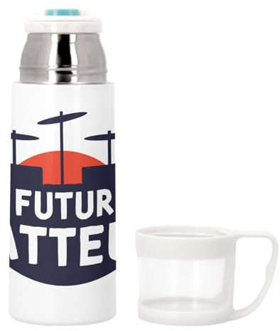 Bouteille thermo en Inox avec Tasse Intégrée - Futur Batteur Musicien Artiste Métier - 350ml - Bouteille Isotherme