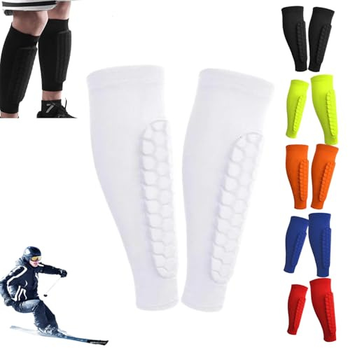Générique Protège-Tibias pour Enfants et Adulte Adaptés pour Les Sports de Plein Air, Équipement de Protection Ski, Sport, Football (Blanc, S/M/L/XL)