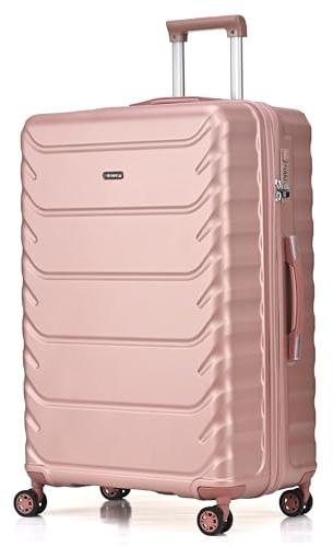 CMY Large Suitcase Luggage | Hard Shell PC+ ABS | Lightweight | 4 Dual Spinner Wheels | Trolley Suitcases | Hold Check in Luggage | 3 Digit Combination Lock | Telescopic Handle (Rose Gold, Large 28)