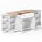 Armario de cocina multifuncional de 138 cm, aparador con cajón, puertas de estantería y estantes ajustables, diseño moderno con protección antivuelco, para cocina, salón y dormitorio (natural+blanco)