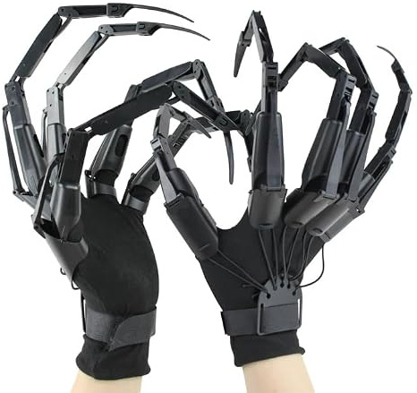 varesee Articulated Fingers, Long Claws with Fingernails, Gloves Included, Halloween Hand Need to Assemble, Black Finger+Black Fingernail