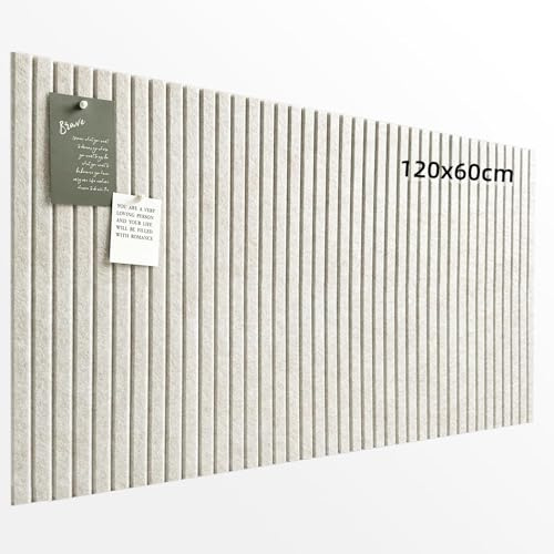 LeKuni Grand tableau feutrine pour Bureau 120x60 cm, Lot de 8 panneaux Muraux en feutre avec autocollante et punaises, tableau photo/memo/affichage pour école, maison, cuisine -Avoine