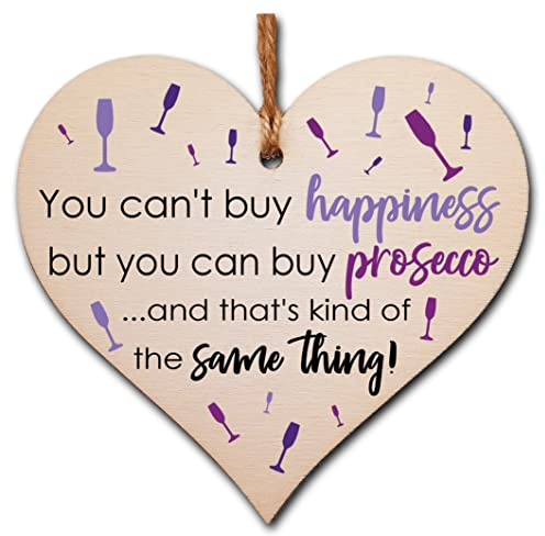 Handmade Wooden Hanging Heart Plaque Gift Perfect for Prosecco Lovers Novelty Funny Keepsake