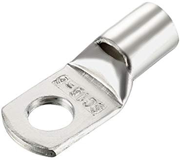 sourcing map Copper Wire Lugs,10AWG SC16-6,Bolt Hole,Battery Cable Ends Eyelets Crimp Tubular Ring Terminals Connectors Silver Tone 5Pcs