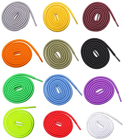 VOSAREA Lot de 12 Paires de Lacets Ronds de Rechange pour Chaussures de Sport, Patins à Glace