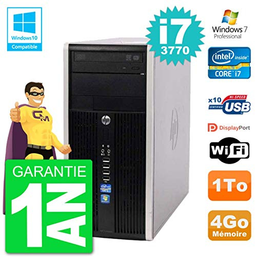 PC HP 6300 MT Intel Core i7-3770 RAM 4Go Disque Dur 1To Graveur DVD WiFi W7 (Reconditionné)