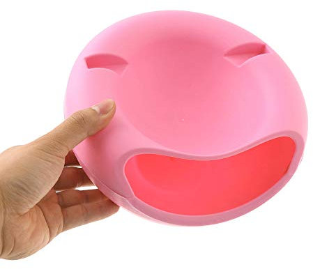 Lazy Snack Schale Handy Halterung, Servier Schale Schüssel für Snacks, Nüsse, Kerne, Obstschale mit Handy Halter, 2 in 1 Doppelschichten Kunststoff Snackschale (Rosa)