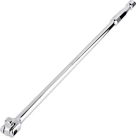 MAXPOWER 600mm/24 Breaker Bar Gelenkgriff Drehgriff mit 1/2 Antriebskopf,Schiebegriff mit Gelenk, Extra Belastbar für Stecknüsse, Steckgriff Bruchfest (Silber Kleiner Kopf)
