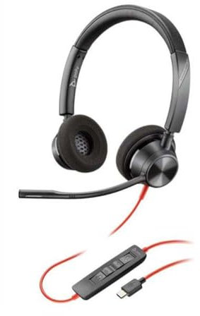Plantronics–Blackwire 3320 USB-C (Poly) – kabelgebundenes Zwei-Ohr Headset (Stereo) mit Mikrofonarm – Verbindung mit PC/Mac über USB-C – Kompatibel mit Teams, Zoom und mehr