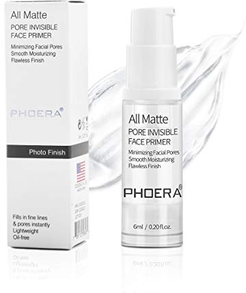 PHOERA Primer Face Foundation Primers,Face Primer for Makeup Long Lasting Hydrating Smoothing Isolated Moisturizing Oil Free Effect Make Up Base Matte Makeup Primer (6ml) Clear