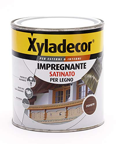 Xyladecor SMALTO IMPREGNANTE LEGNO per Interni e Esterni, a solvente effetto satinato ROVERE 750ML, Rovere Satinato, 750 ML