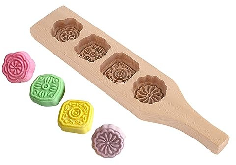 Moule à gâteau de lune, 4 moules de tasse de gâteau de lune en bois environnemental en forme de fleur(#1)