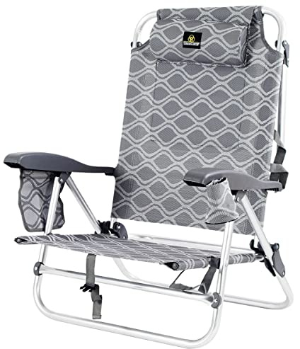 CREVICOSTA QUALITY MARK MARCAS DE CALIDAD - CORAL2108 Klappbarer Strandstuhl mit Armlehnen, 7 Positionen und tragbar durch praktische Rucksacktasche. (Elegance)