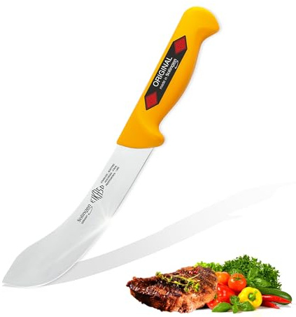 Solingen Eikaso professionell kniv (skalkniv 15 cm gul), lämplig som slaktarkniv, köttkniv, slaktarkniv, urbeningskniv och kockkniv
