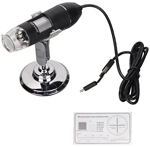 Goshyda 3 in 1 Digitalmikroskop, Einstellbar Typ C 50x Bis 1600x Vergrößerung Micro USB 8 LED Digitalmikroskop, für Windows 7/10, für Android