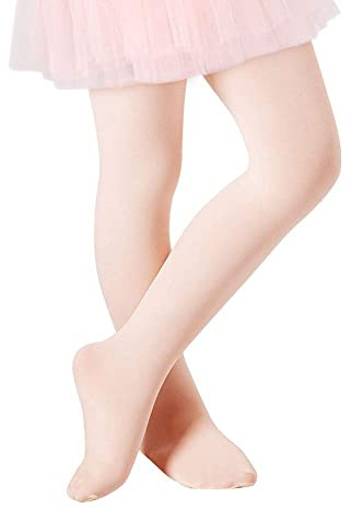 Smilore Girls Tights Microfiber Kids School Footed Soft Ballet Dance Pantyhose Fleshy Pink 2-3 Years