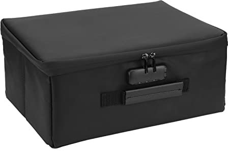 Pasamer Feuerfeste Dokumententasche, 17x38x29cm Schwarz Silikon Glasfasergewebe + Nylon Dokumentenbox, Für Drohnenbatterien, Mobile Stromversorgung, Dokumente, Akten, Laptops, Pasamerh8ubrcyze2