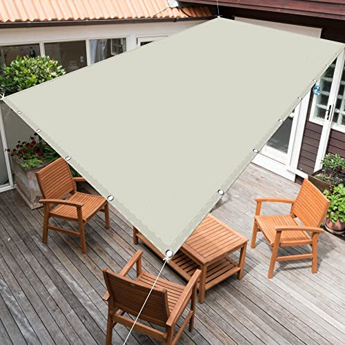 Sonnensegel Sonnenschutz 3.5 x 4 m Rechteckig Wasserdicht UV Schutz Wasserdicht Sonnenschutz Balkon Terrasse Wasserabweisend Uv Schutz für Außenbereich Terrasse und Garten, Elfenbein