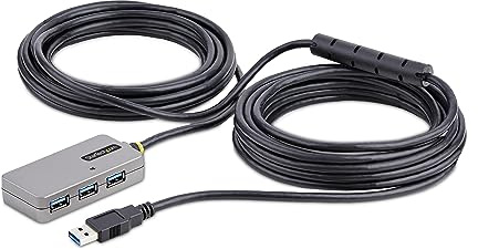 StarTech USB Extender Hub, 4-Port USB 3.0, aktives 10m Verlängerungskabel | USB Repeater, 5Gbps, ESD-Schutz, 20W Netzteil, USB Verteiler, Busversorgt