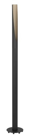 EGLO Barbotto Lampada LED da terra, elegante lampada angolare, in acciaio nero e legno naturale, lampada da salotto, luce bianca calda, 137 cm, certificazione FSC