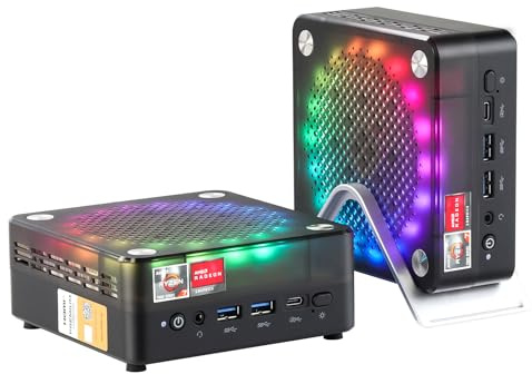 AWOW Gaming Mini PC Barebone AMD Ryzen 7 7840HS, 8C/16T bis zu 5,1 GHz, 4K Triple Display, WiFi 6, BT 5.2, Dual LAN 2.5G + Gigabit, Mini Gaming PC ohne RAM & SSD