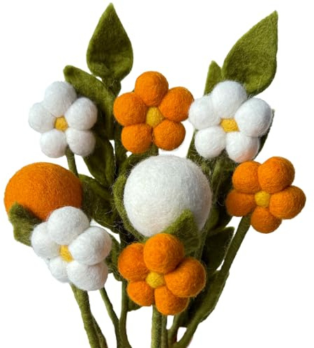 your castle Blumenstrauß aus handgearbeiteten Filzblumen, fairer Handel, nachhaltige Deko aus Filz, realistische Kunst- Textil-Filzblumen Set, Stoffblumen, Filzblüten, Bianca