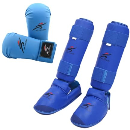 JISADER Set di Attrezzi da Combattimento per Karate, Guanti da Pugno, parastinchi, Accessori di Protezione, Guanti da Karate, parastinchi per Principianti di, s