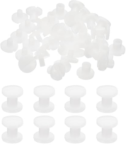 PATIKIL M5.5 x 5mm Tornillos de Encuadernación de Plástico, 20 Sets Tornillo de Chicago Remache de Libro con Cabeza Ranurada Poste de Unión para Álbum Acrílico Exhibición Soporte, Blanco