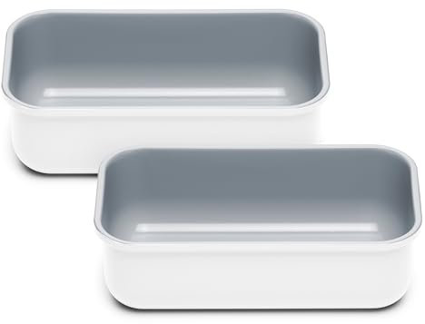 Caraway Padella per pane in ceramica antiaderente, 0,5 kg, rivestimento in ceramica naturalmente liscia, atossica, priva di PTFE e PFOA, perfetta per torte, pane e altro, colore: bianco