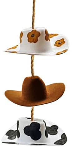 TOEECY Autozubehör Mini Cowboy Hut Rückspiegel Anhänger Auto Deko Car Decoration Innendekoration Sonnenblende Schmuck Western Stil Hutform Ornament Zubehör