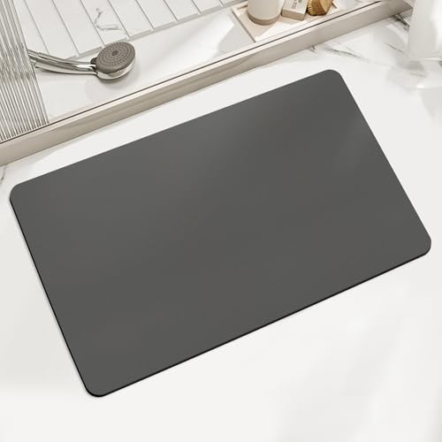 LIMNUO Tappetino da bagno in diatomite,antimuffa ad asciugatura rapida Tappetino da bagno,antiscivolo,facile da pulire,tappetino da doccia in terra di diatomee (Grigio scuro, 40X60cm)