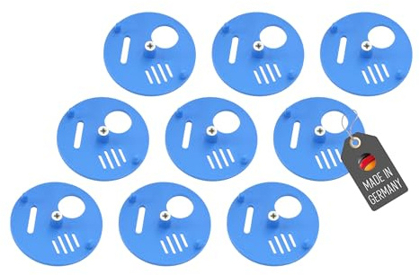 Lantelme Bienen Fluglochschieber 9 Stück Set aus deutscher Herstellung für Bienenstock Eingangstor Bienenfluglochverkleinerer Fluglochrosette Imker Imkereizubehör Kunststoff (Blau)