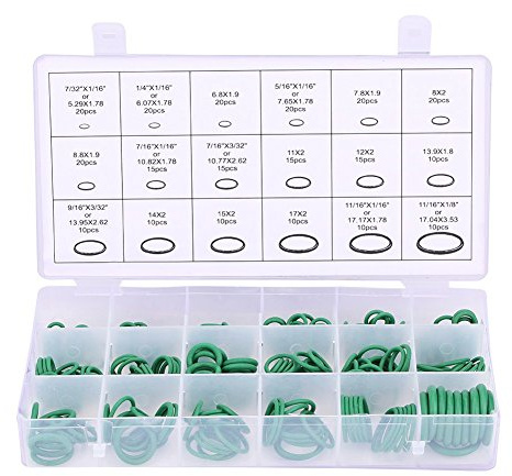 WAONIQ 270-teiliges Kompressor O Ring Set, 18 Größen, für Auto Klimaanlage, Kompressor, O Ring Dichtung, Gummi Unterlegscheiben Dichtungen (Grün)
