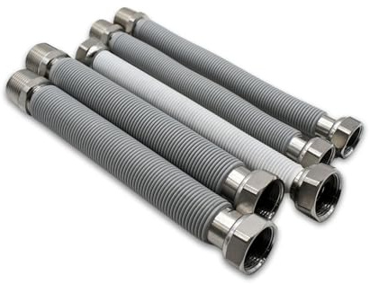 DOJA Barcelona | Kit de Caldera Flexible | Kit Latiguillos Extensible | Conexion Caldera | 5 Piezas Inox | Tubo Flexible, Calentador Agua Caldera | para Purgador Radiador Calefaccion, Cocina, Baño