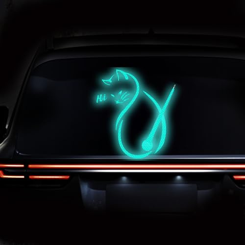 Iprokiu High Intensity Reflective Cat Rear Window Wiper Sticker Waterproof Windshield Wiper Decal Cat Moving Tail Waving Wiper Sticker for SUV Cat Decal for Car Decor (Mint Green)