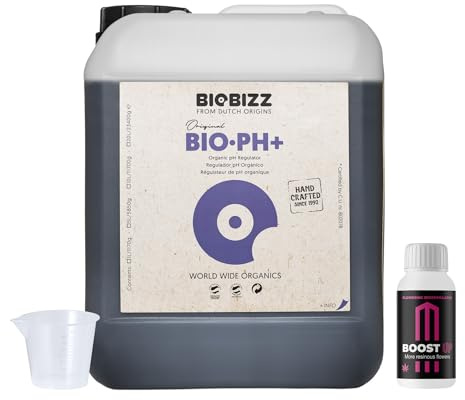 GROWMANIA Bio Up de BioBizz 5 l + Probe Boost Up de Up Nutrients + verre doseur | Solution pH pour grands jardins | Assure une croissance et une santé optimales des plantes