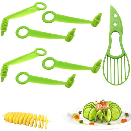 6 Pcs Manual Spiralizer for Vegetables, Spiral Cutter,1pcs Fruit Peeler,Spiral Huller for Cucumber, Potato, Cucumber and Other Vegetables