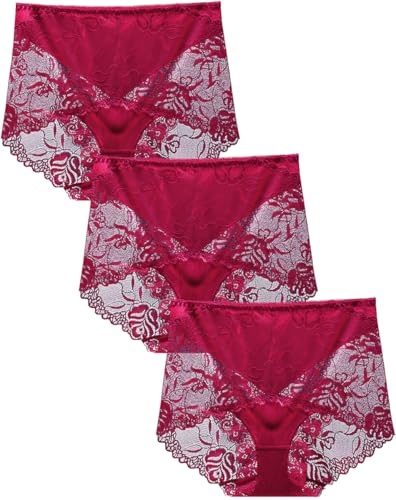 BLKDOTS Lot de 3 Slips Taille Haute à Fleurs pour Femme