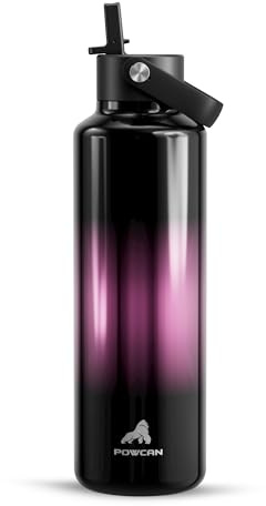 24 oz/710 ml Water Bottle with Straw for Travel: Cold for 24 Hrs, Hot for 10 Hrs, Lightweight, Flex Cap, Double Walled Insulated Thermos for Travel, Runner, Adventure, Fitness, Trekking (Neon Night)