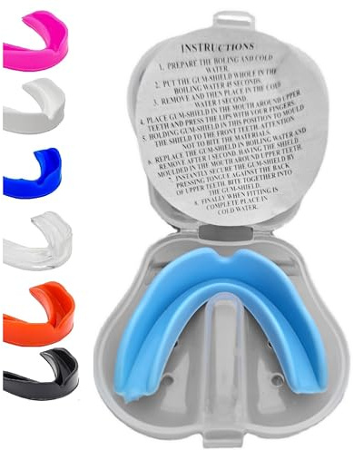 Mouthguard for Kids Sports Gum shield mouldable junior Mouth Guard Boxing Protection Slim Fit Case Rugby Martial Arts Judo Karate MMA Muay Thai Football Sport Kids Mouthguard 9-12 Hockey Age Gumshield