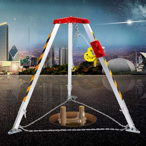 Notfall-Rettungsstativ 1200/1800/2600Lbs Rettungsstativ-Hebegerät, 20/30M Winde Aus Aluminium Und Stativ-Kit Für Beengte Räume, Stativ-Hebesystem Für Luftarbeit(Tripod with 2600lbs Winch)