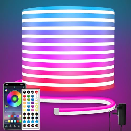 segrass Neon Led Rope Lights,10M RGB led Strip Lighting | App Control/IR Remote, Music Syncing, Flexible DIY Design timed led Lights for Bedroom, Gaming, Party, Christmas Décor