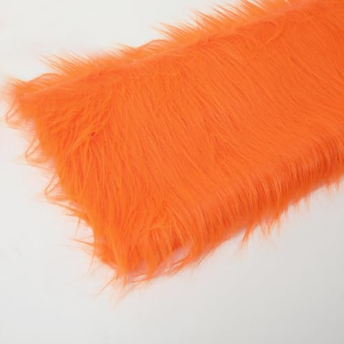 Vayliro 1m Plüschstoff Breit 180cm Kunstfell Stoff Künstlicher Langhaar Plüschstoff 12cm Fellstoff Meterware Dekostoff Stoff zum Nähen Plüsch Bastelstoff für DIY Kleidung Heimdekoration,Orange