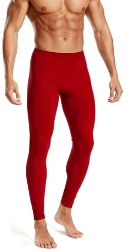 Rane Sports Pantaloni a Compressione da Uomo, ad Asciugatura Rapida, Traspiranti, Altamente Elastici, per Il Fitness, per l'allenamento della Corsa Rosso M