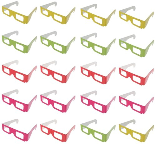 Alipis Gafas 3D de Cartón Anaglifo Planas 20 Unidades Luz en Colores Rojo Amarillo Verde Rosa para Películas y Televisión 3D Gafas de Visión Portátiles para Uso en Casa y Eventos