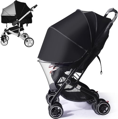 KALYVON UPF50+ Sunshade Stroller Cover, 2-in-1 Stroller Sun Shade with Two-Way Zipper, Universal Breathable 3D Baby Mosquito Net, Privacy Netting for Stroller, UV Protection