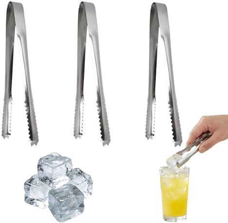 3 PCS Ice Tongs 15CM, Mini Tongs Stainless Steel Small Tongs U-Shaped Small Food Tongs for Ice Cubes Sugar Candy Bread Cake Tea Coffee Serving