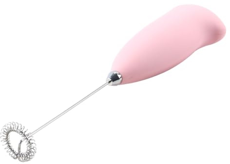 Ubric Elektrischer Milchaufschäumer Mixer Milchschaum in Sekunden Soft-Touch-Gehäuse mit Edelstahl-Schaumschläger (Rosa)