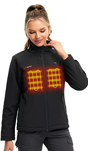 PROSmart Women Heated Jacket Ladies Slim Fit Waterproof Heating Gilet Jackets with Battery Pack (Black, L)